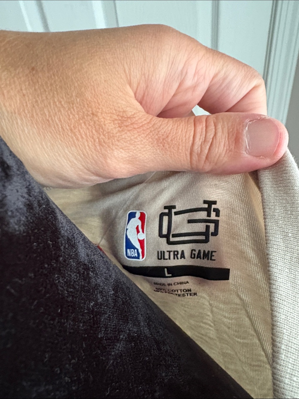 NBA Philadelphia 76ers Beige Long Sleeve Tee with Red and Blue Logo - Picture 2 of 7